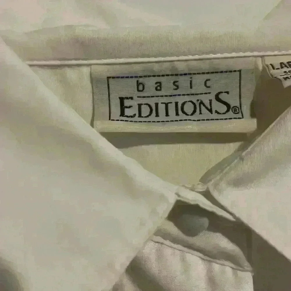 Vintage Basic Editions White Button Down Size L T… - image 3